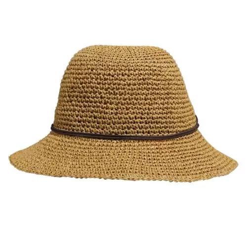 P.A.C. Lilen Bucket Straw Hat S/M - dark beige