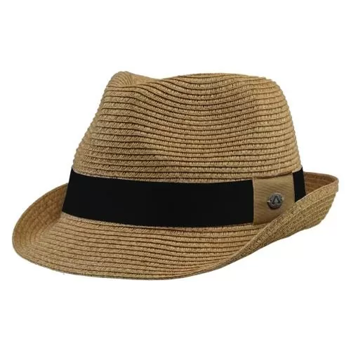 P.A.C. Blues Trilby Straw Hat S/M - dark beige - total black