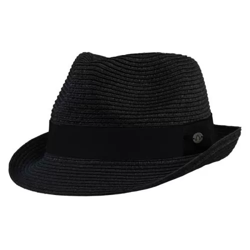 P.A.C. Blues Trilby Straw Hat S/M - anthracite - total black