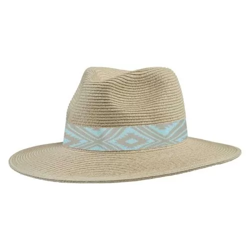 P.A.C. Ecuador Panama Straw Hat S/M - light beige - boho blue