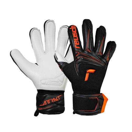 Reusch Attrakt Advance Finger Support Junior - black/shocking orange
