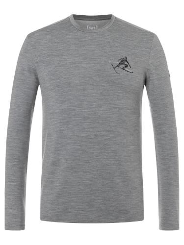 SN Super Natural M TONI BRUSH LS - cashmere grey melange/jet blk/fresh wht