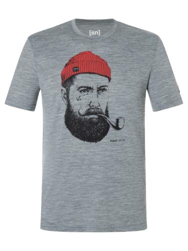 SN Super Natural M SN SAILOR TEE - cashmere grey mela/jet blk/high risk red