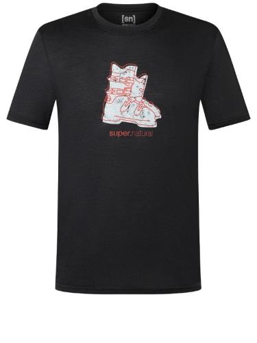 SN Super Natural M LETS SHOE TEE - jet black/vapor grey/high risk red