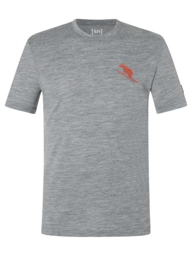 SN Super Natural M LITTLE FLEAR TEE - cashmere grey melange/chilli
