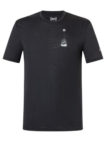 SN Super Natural M TEABAG WORLD TEE - jet black/vapor grey