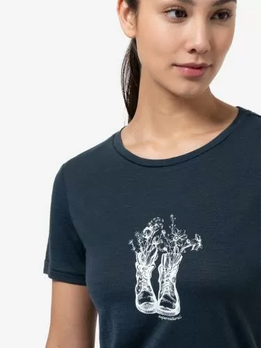 SN Super Natural W FLOWER BOOTS TEE - blueberry/nat.wht