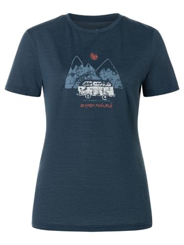 SN Super Natural W DOLOMITES CAMPSITES TEE DOLOMITES CAMPSITES TEE - blueberry/various